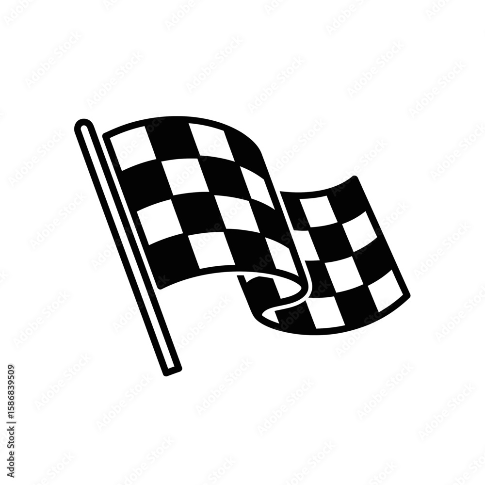 Fototapeta premium Checkered flag icon waving in motion 