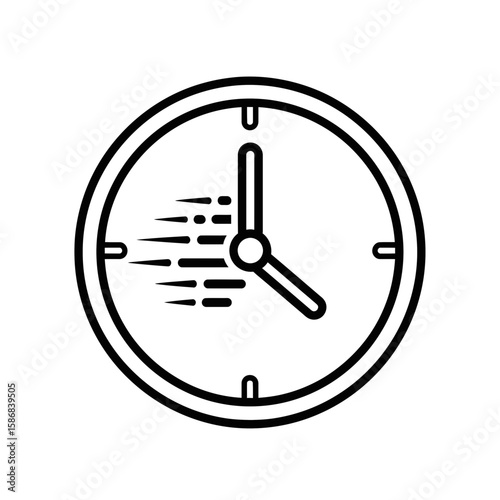 Speeding Clock Icon Representing Time Management in Vector Style  