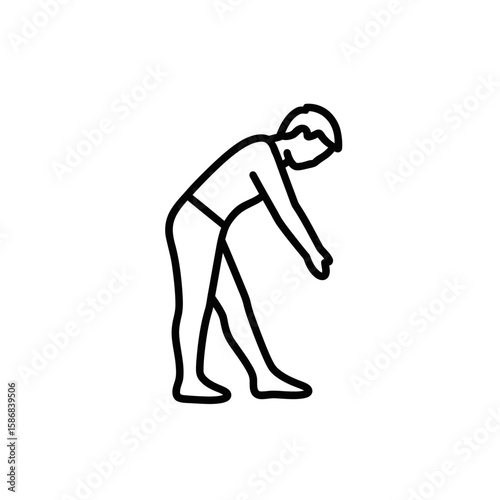 Fitness icon representing a person stretching in a minimalist style  