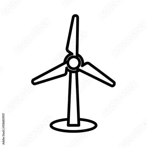 Vector Icon of Wind Turbine for Renewable Energy  