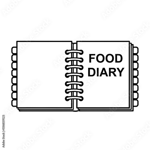 Food Diary Open Notebook Icon Design in Black and White  