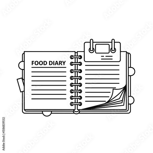 Food Diary Icon - Vector Illustration of Notebook Design  