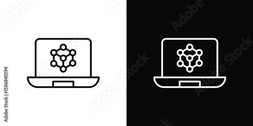 Computer simulation icon for Apps. Icon Design Template.