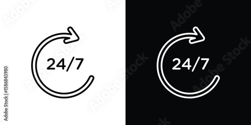 24 7 icon for Apps. Icon Design Template.