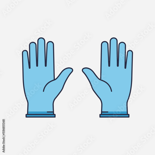 Two blue gloves isolated on a white background protection cleanliness safety.