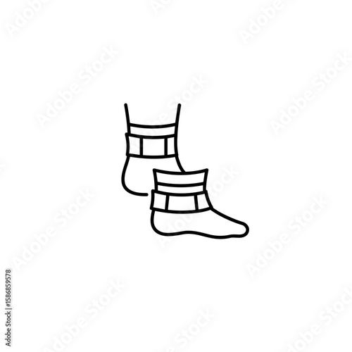 Minimalist black and white vector icon of ankle weights  