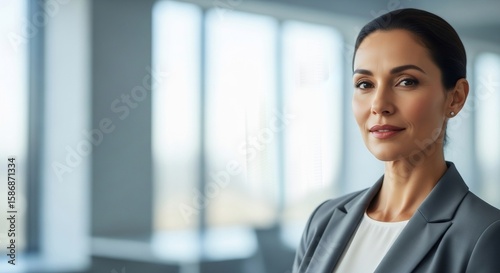 Free Download Professional Business woman inside of a large high-tier office, with a large copy space  - GFXLoad