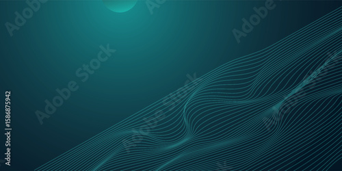 Digital technology speed connect blue green background, cyber nano information, abstract communication, innovation future tech data, internet network connection, Ai big data, line dot illustration