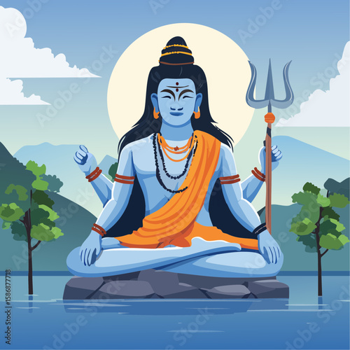 Indian god Shiva in meditation pose