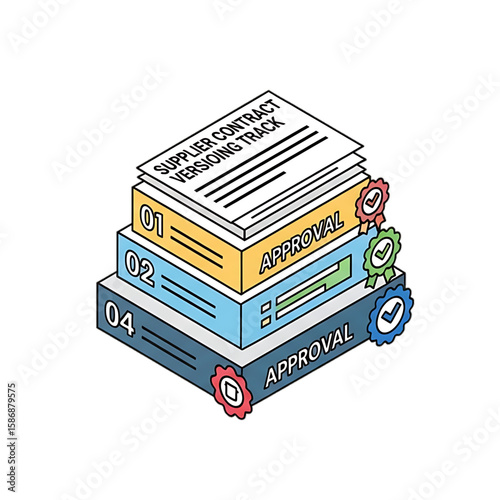 Financial report stack with analytics and KPI metrics.