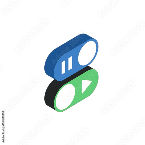 Toggle switch showing play and pause options.