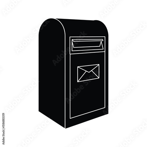 Black Silhouette Mailbox Icon Postal Service Letterbox Mail Post Delivery