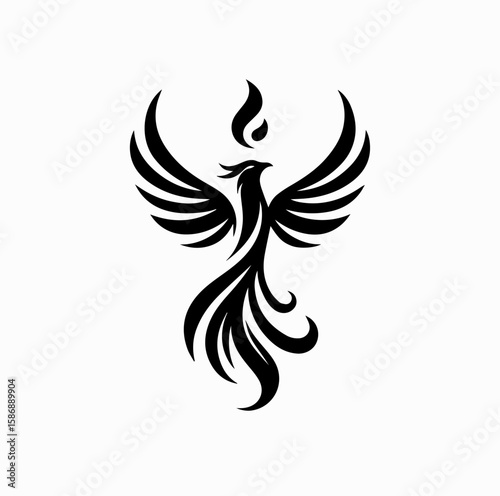 Vector Silhouette Logo of Phoenix Bird – Symbol of Rebirth and Immortality