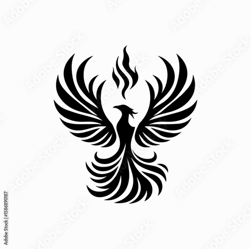 Vector Silhouette Logo of Phoenix Bird – Symbol of Rebirth and Immortality