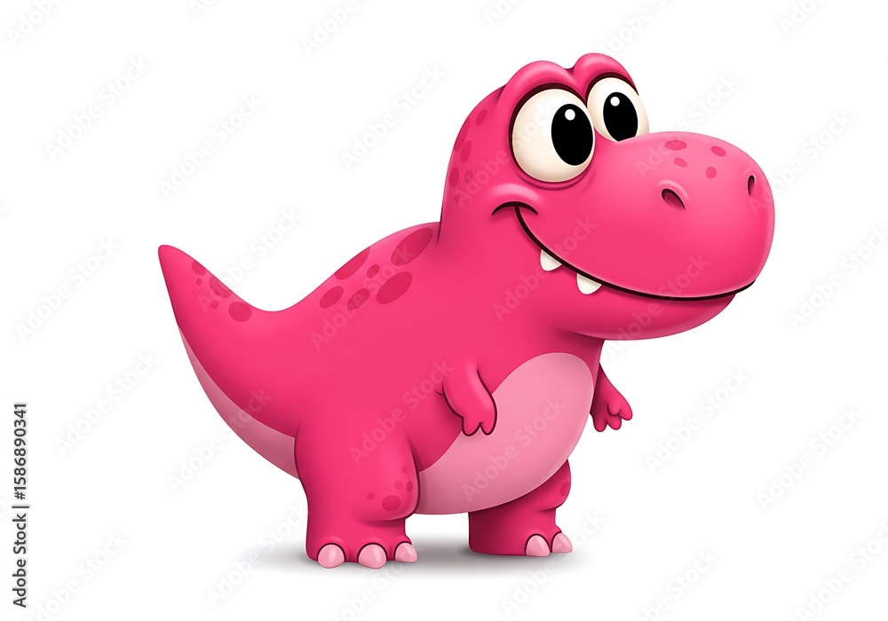 Pink cartoon dinosaur with smiling face Pink cartoon dinosaur with smiling face