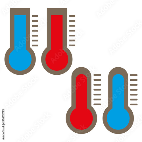 Temperature thermometer icons. Climate measurement tools. Heat cold Vector. Weather forecast instrument