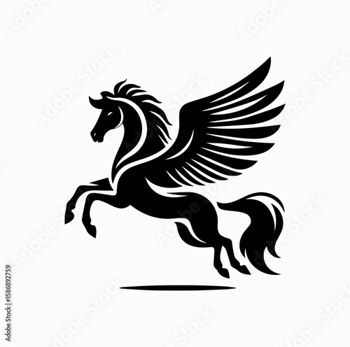 Vector Silhouette Logo of Pegasus the Winged Horse – Greek Mythology Icon