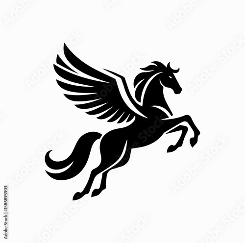 Vector Silhouette Logo of Pegasus the Winged Horse – Greek Mythology Icon