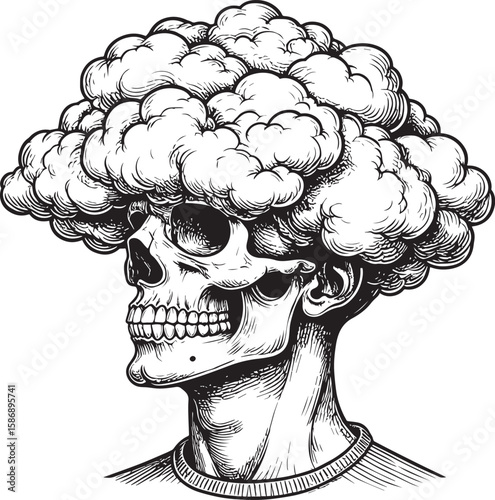 Ephemeral Thoughts: Skull Crowned by Clouds