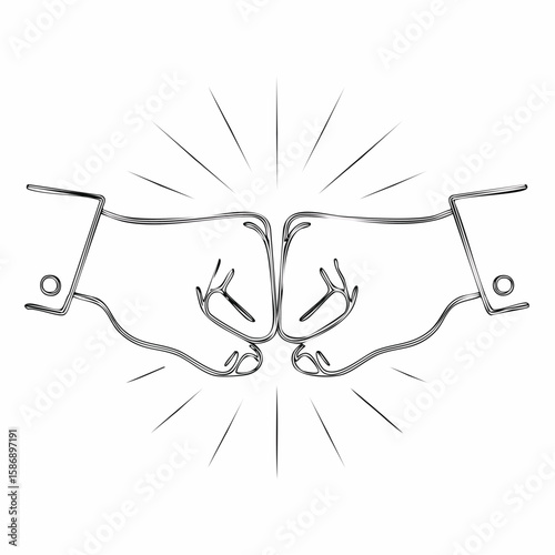 一筆書きのフィストバンプ（拳を合わせる手）