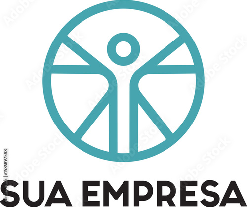 LOGOTIPO DE MEDICINA FARMÁCIA FISIOTERAPIA SAÚDE HOMEM VITRUVIANO