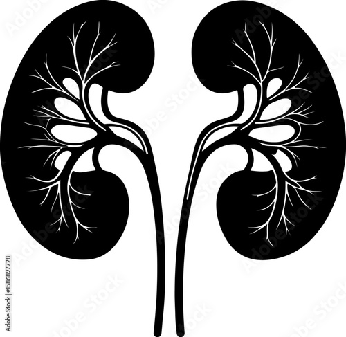 Silhouette of two human kidneys