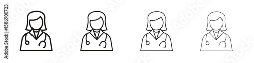 Woman Doctor icon simple black vectors pack. Design infographic element