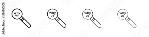 Why us icon simple black vectors pack. Design infographic element