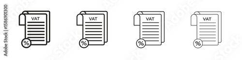 Value added tax VAT icon simple black vectors pack. Design infographic element