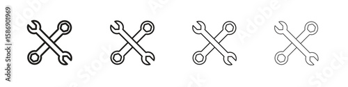 Tools icon simple black vectors pack. Design infographic element