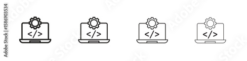 Software Engineering icon simple black vectors pack. Design infographic element