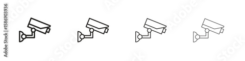 Security camera icon simple black vectors pack. Design infographic element