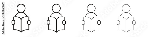 Reading icon simple black vectors pack. Design infographic element