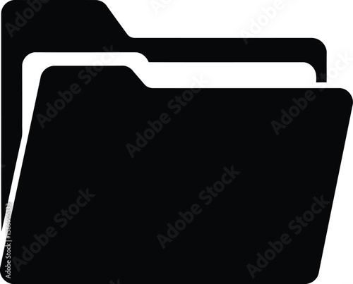 Two overlapping black folder icons, representing digital file organization.