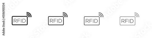 RFID icon simple black vectors pack. Design infographic element