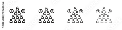 Ponzi scheme icon simple black vectors pack. Design infographic element