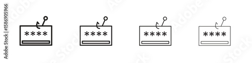 Password phishing icon simple black vectors pack. Design infographic element
