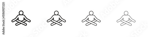 Meditating icon simple black vectors pack. Design infographic element