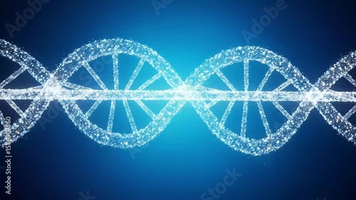 Animated 3D Render of a Double Helix DNA Structure on a Bright Blue Background