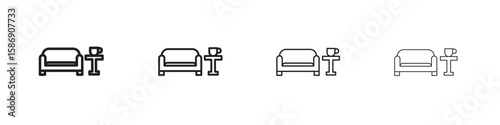 Lounge icon simple black vectors pack. Design infographic element