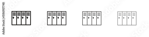 Locker icon simple black vectors pack. Design infographic element