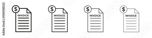 Invoice icon simple black vectors pack. Design infographic element