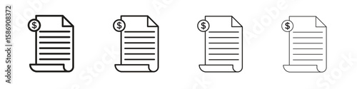 Invoice icon simple black vectors pack. Design infographic element