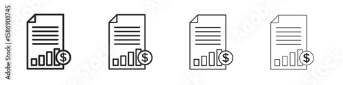 Income statement icon simple black vectors pack. Design infographic element