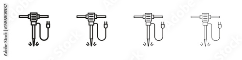 Hydraulic breaker icon simple black vectors pack. Design infographic element