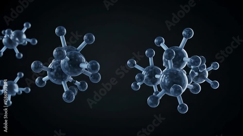 Animated Microscopic Virus Structures Floating Against Dark Blue Background