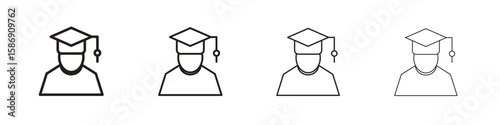 Graduated icon simple black vectors pack. Design infographic element