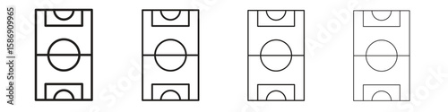 Football field icon simple black vectors pack. Design infographic element