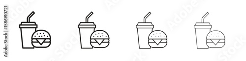 Fast food icon simple black vectors pack. Design infographic element