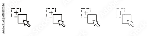 Drag and drop icon simple black vectors pack. Design infographic element